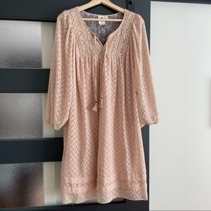 Anthropologie dress - light pink with sequin details.